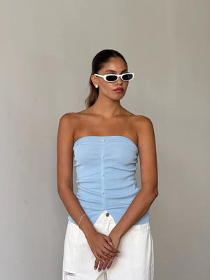 סטרפלס רוי פנינים חולצה כחול O.S טיאגו