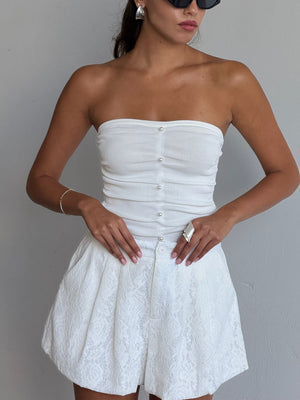 סטרפלס רוי פנינים חולצה לבן O.S טיאגו