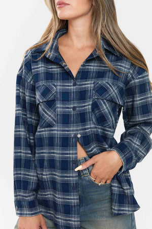 חולצת איזבל משבצות חולצה o-s כחול טיאגו