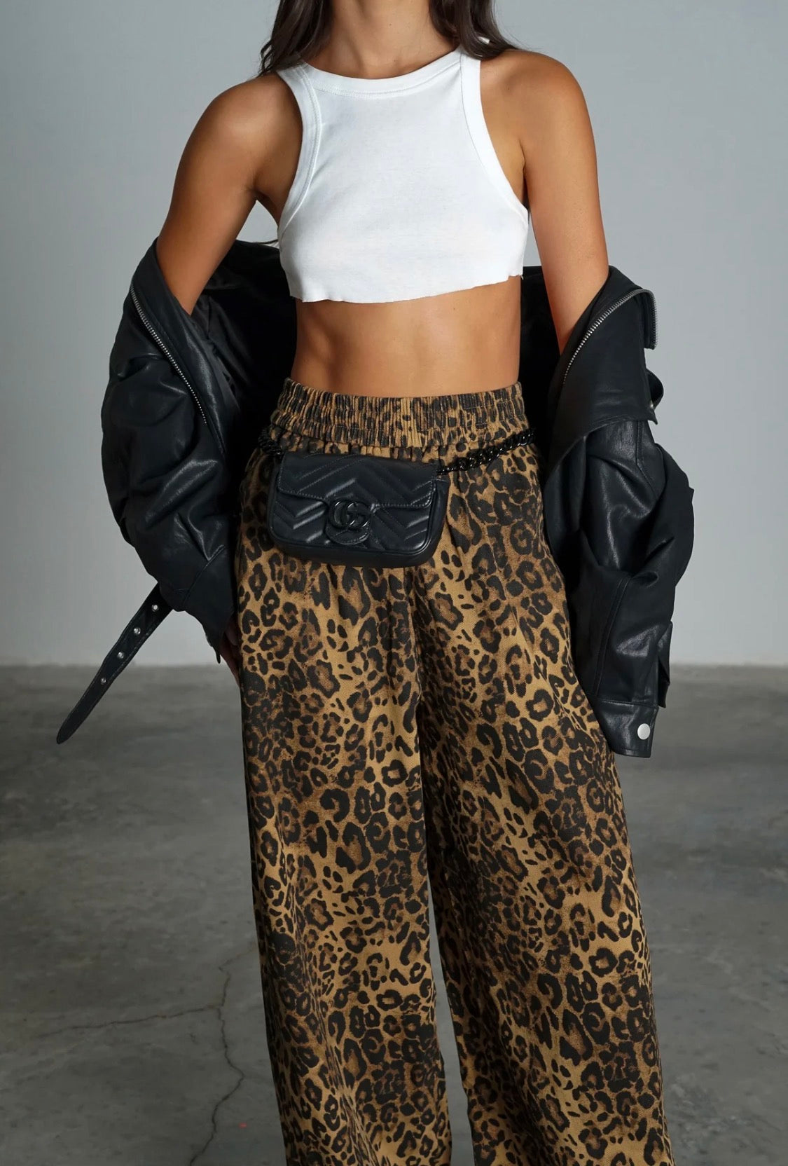 מכנס באגטל מכנס חום מנומר GOVANA