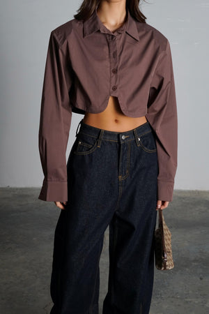 חולצת סטריפ חולצה חום GOVANA