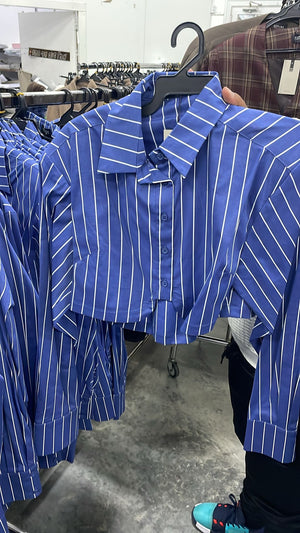 חולצת סטריפ חולצה כחול GOVANA