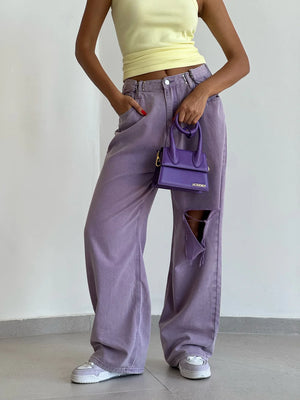 מכנס ג'ינס ליהי ג׳ינס one-size-36-40 סגול טיאגו