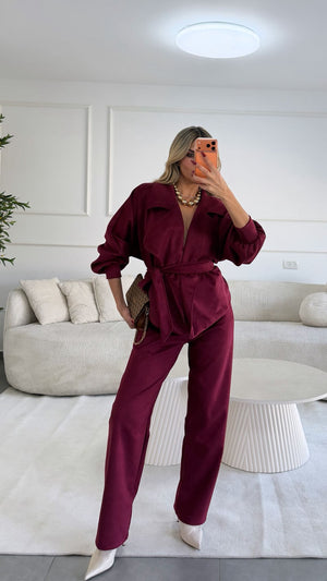 חליפת חן חליפה בורדו O.S נטלי שווילי