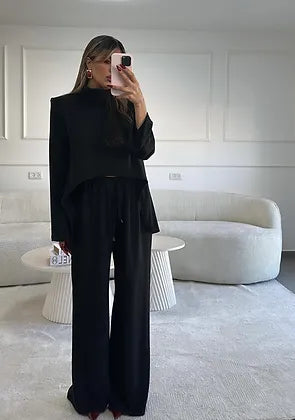 חליפת סריג אפורה חליפה שחור o-s נטלי שווילי