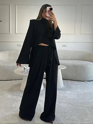 חליפת סריג אפורה חליפה נטלי שווילי