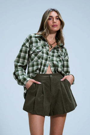 חולצת איזבל משבצות חולצה o-s ירוק טיאגו