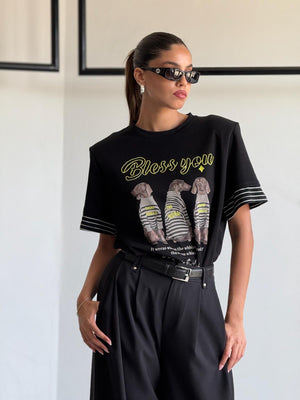 חולצת מיתר חולצה שחור O.S טיאגו