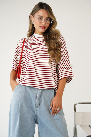 טישרט פסים סולי חולצה אדום O.S RFA