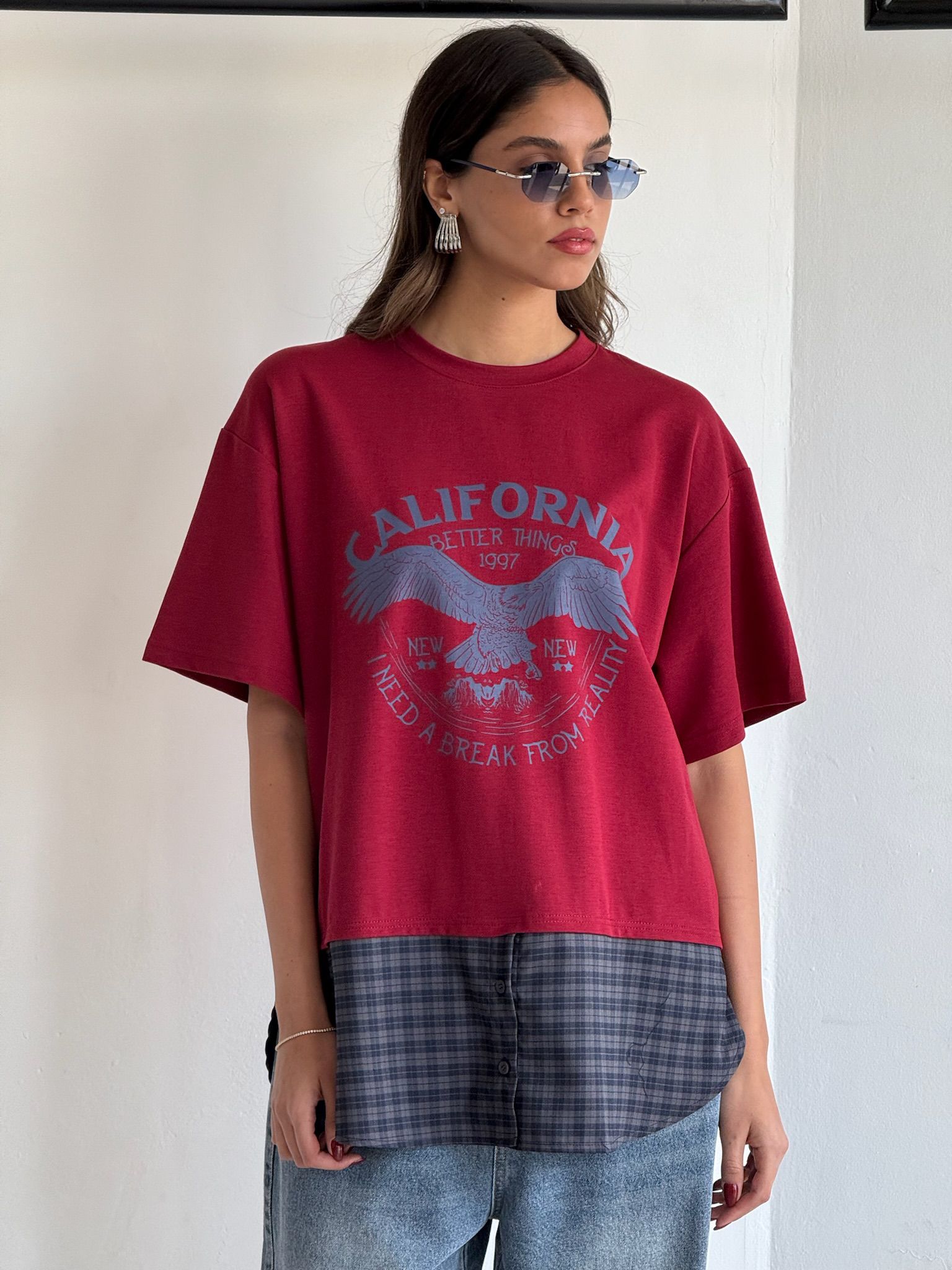 חולצת ליאה חולצה בורדו טיאגו