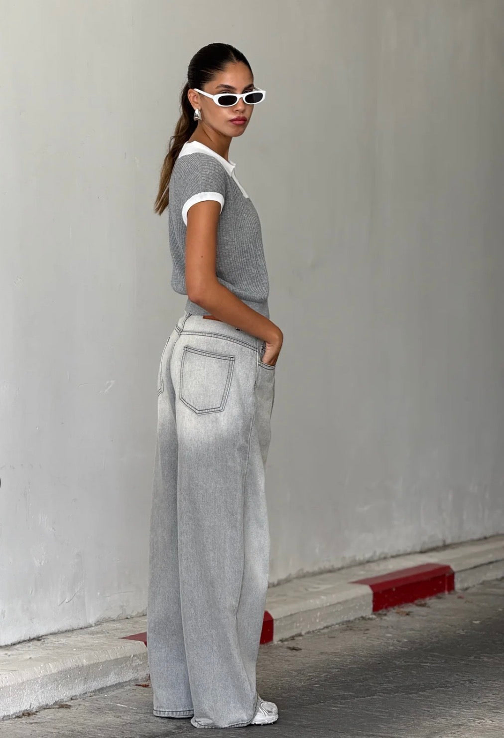 מכנס ג׳ינס לואי אפור בהיר ג׳ינס טיאגו