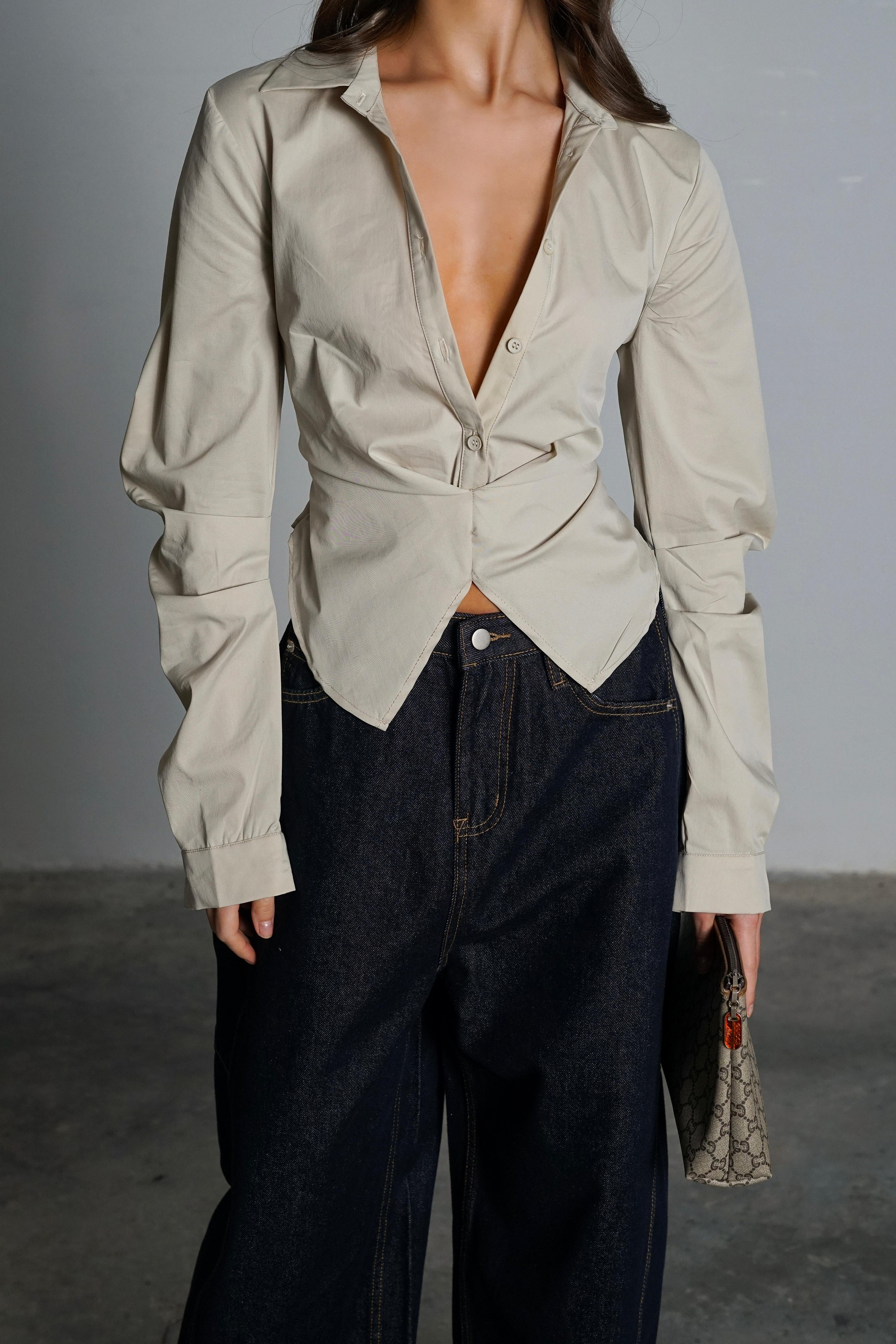 חולצת סאנסה חולצה שמנת GOVANA