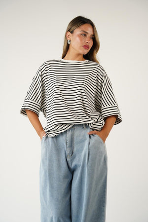 טישרט פסים סולי חולצה לבן O.S RFA