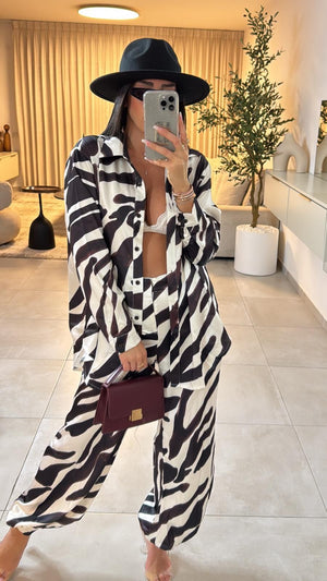 מכנס סאטן זברה מכנס גליתה