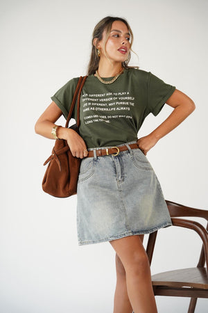 חולצת כיתוב שירלי חולצה ירוק O.S RFA