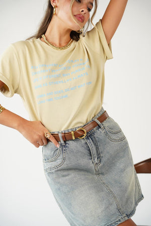 חולצת כיתוב שירלי חולצה קרם O.S RFA