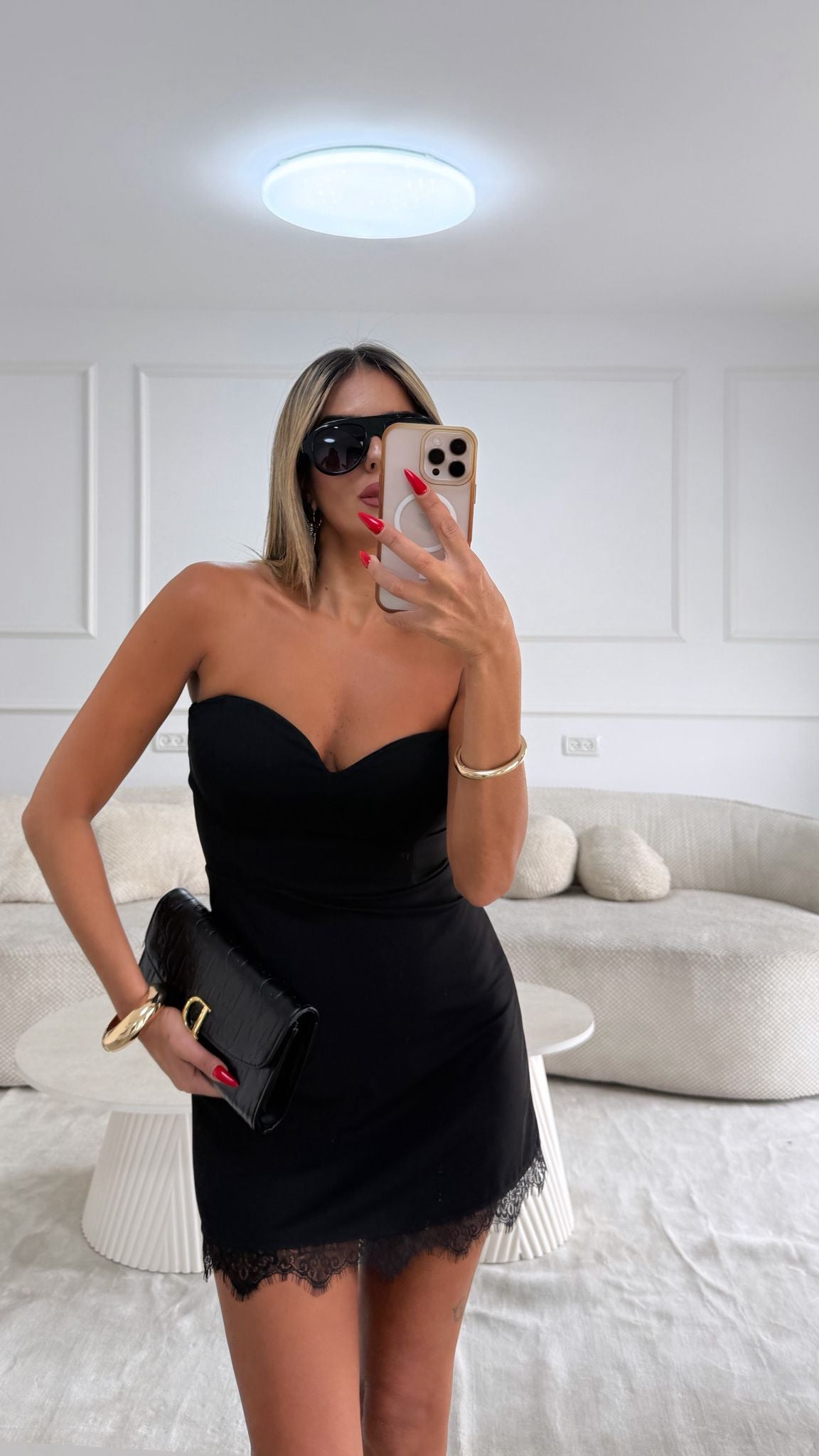 שמלת סטאי פס תחרה שמלה שחור O.S נטלי שווילי